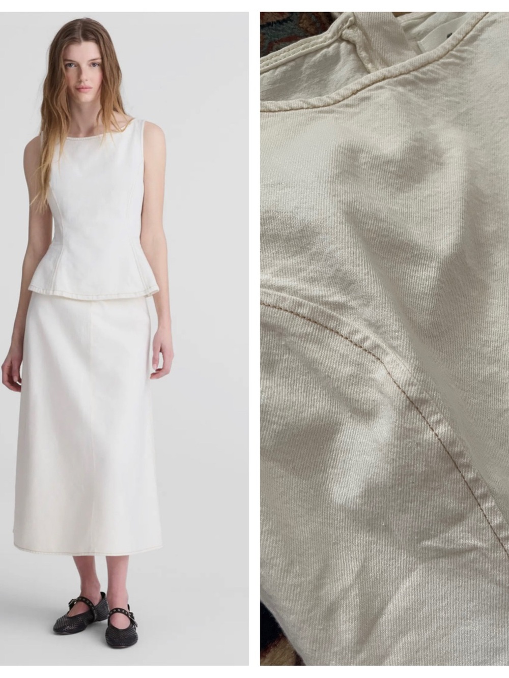NWT Madewell cream denim corset Sleeveless Tank Top 2